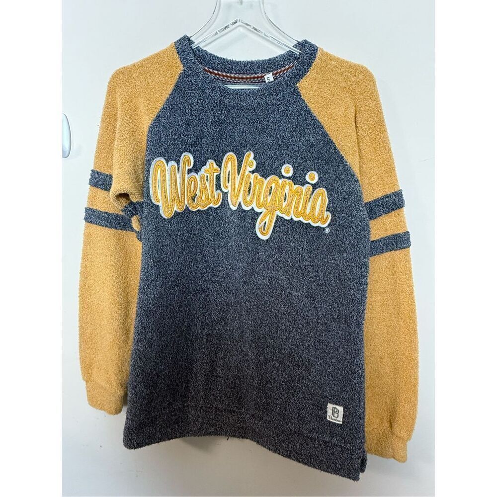 PRESSBOX WVU West Virginia Mountaineers Comfy Terry Oversized  Sweater Blue Yell